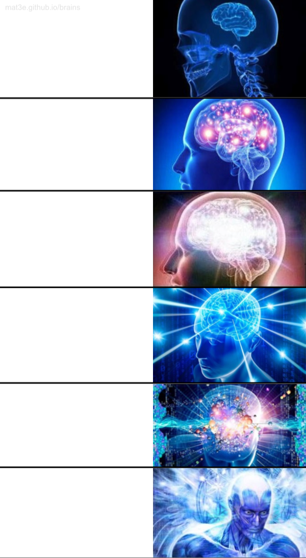 6-Tier Expanding Brain  meme template
