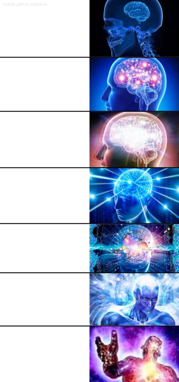 7-Tier Expanding Brain meme template