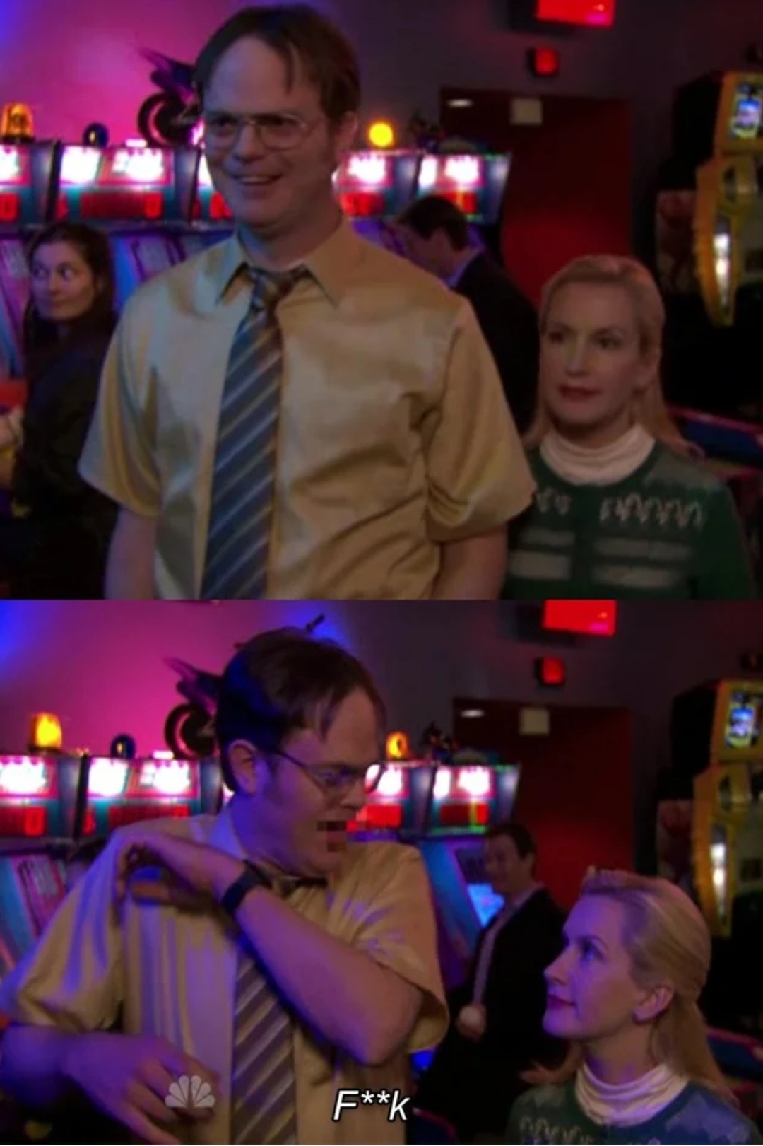 Angela Scares Dwight  meme template