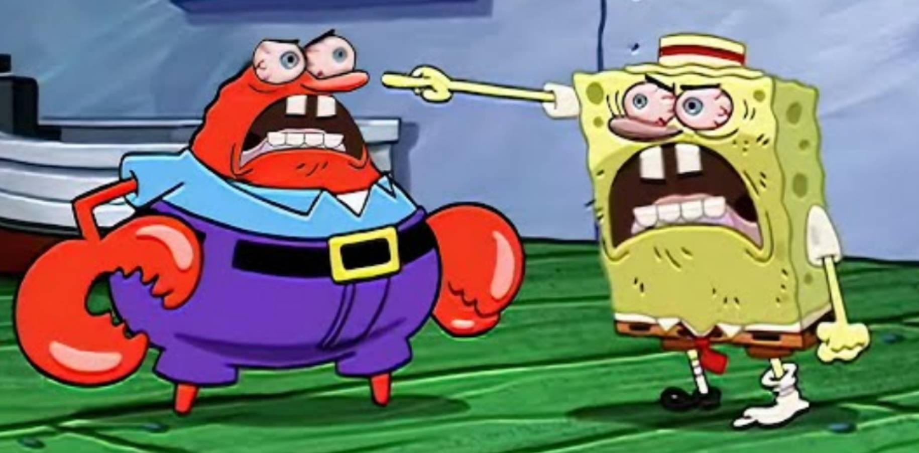 Angry mr krabs and angry spongebob  meme template