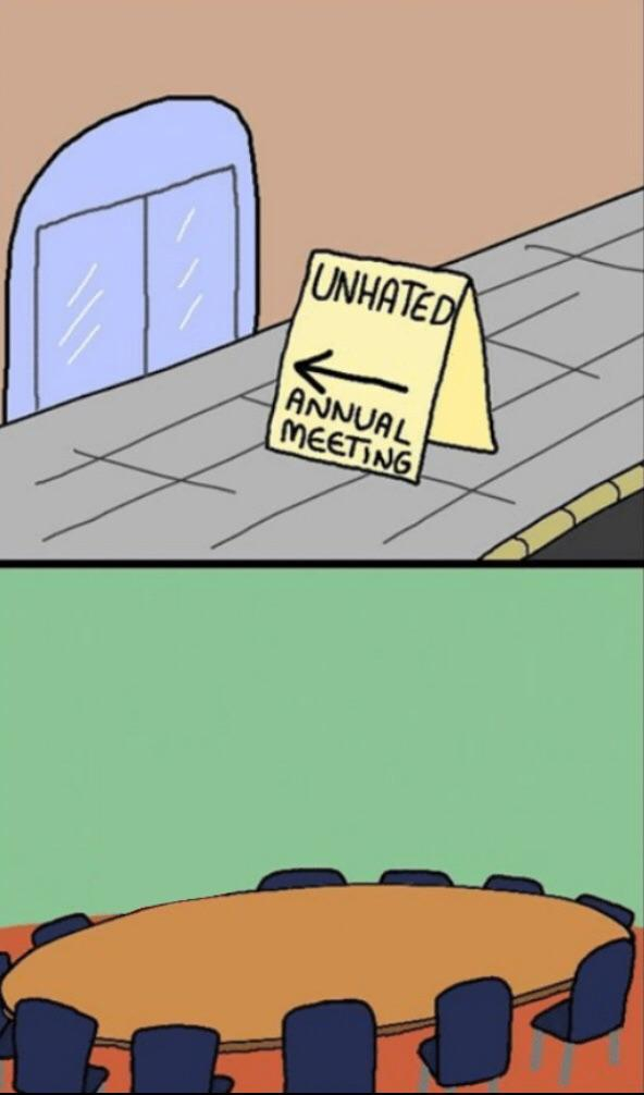 Annual Meeting Of Unhated  meme template