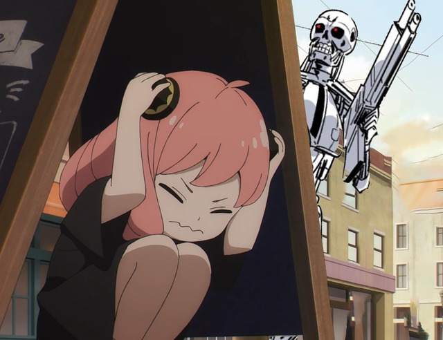 Anya hiding from terminator  meme template