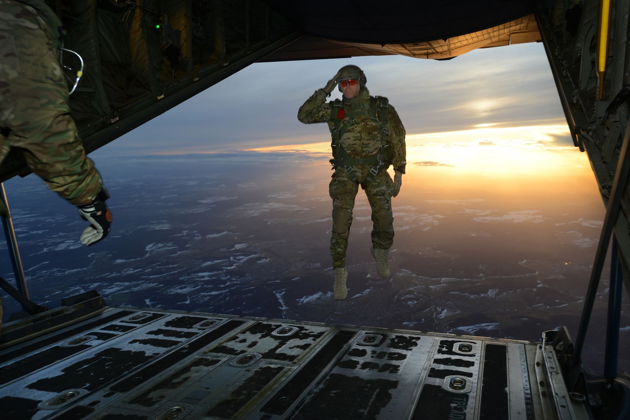 Army soldier jumping out of plane  meme template