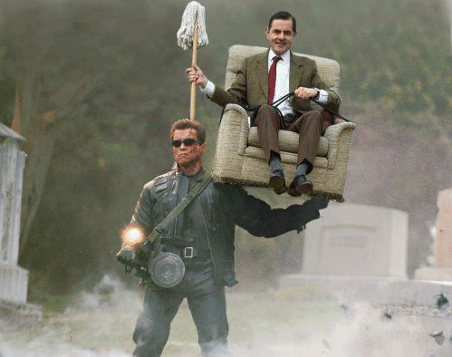 Arnold Schwarzenegger Mr. Bean  meme template