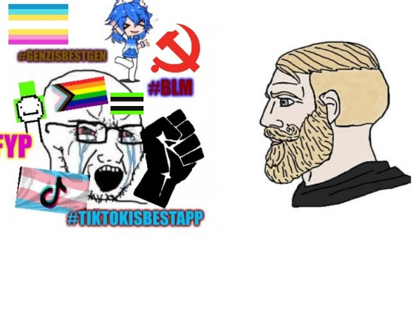 average liberal VS chad (Outdated)  meme template