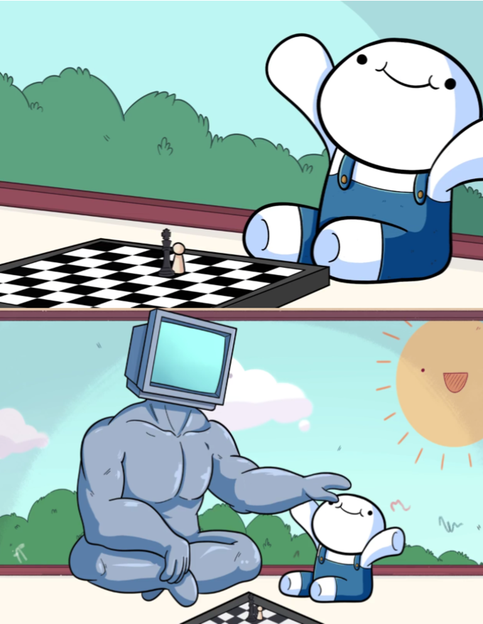 Baby Beats Computer at Chess (2-panel)  meme template