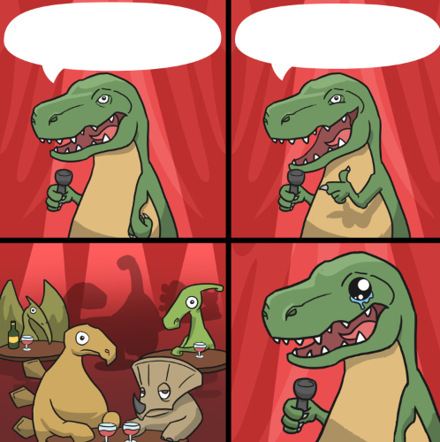Bad dino joke fixed textboxes  meme template