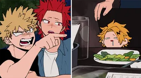 Bakugo yelling at Denki  meme template