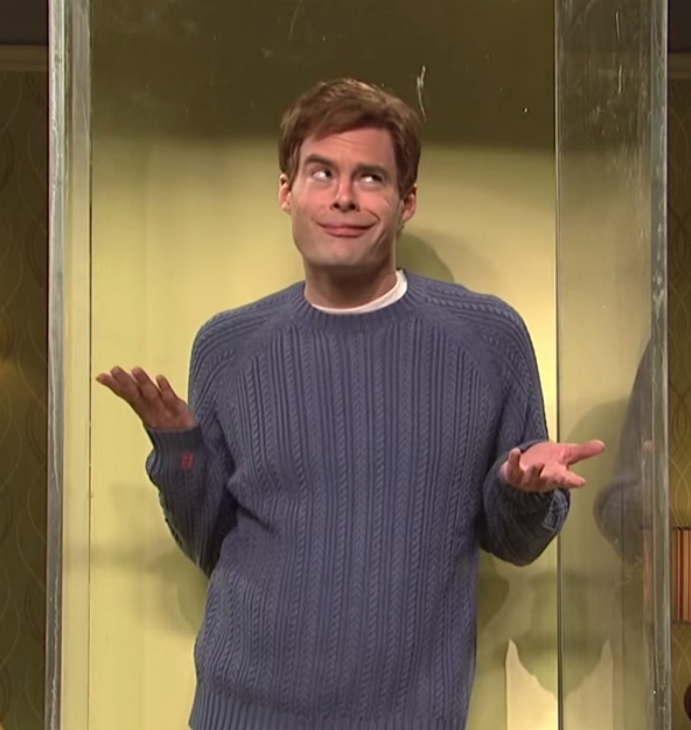 Bill Hader Shrug meme template