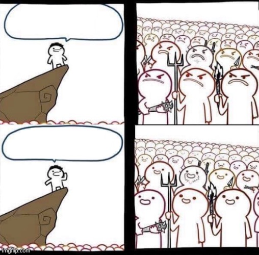 Blank pitchforks, top & bottom panels reversed  meme template