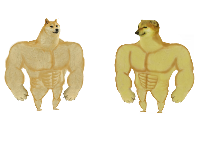 Buff doge vs buff cheems  meme template
