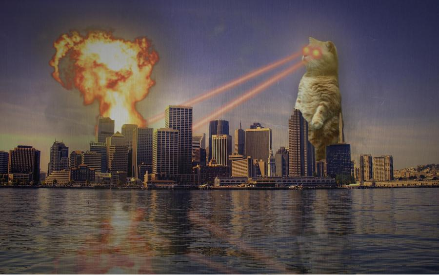 Cat Destroying city  meme template