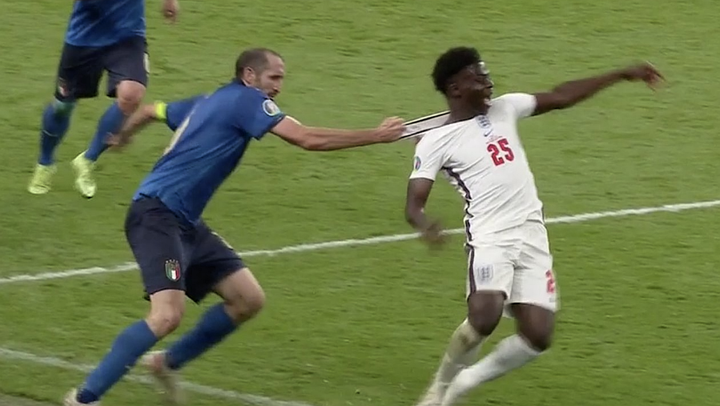 Chiellini Pulls Saka's Shirt  meme template