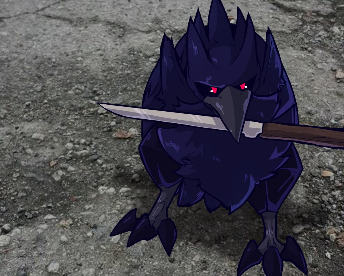 Corviknight with a knife  meme template