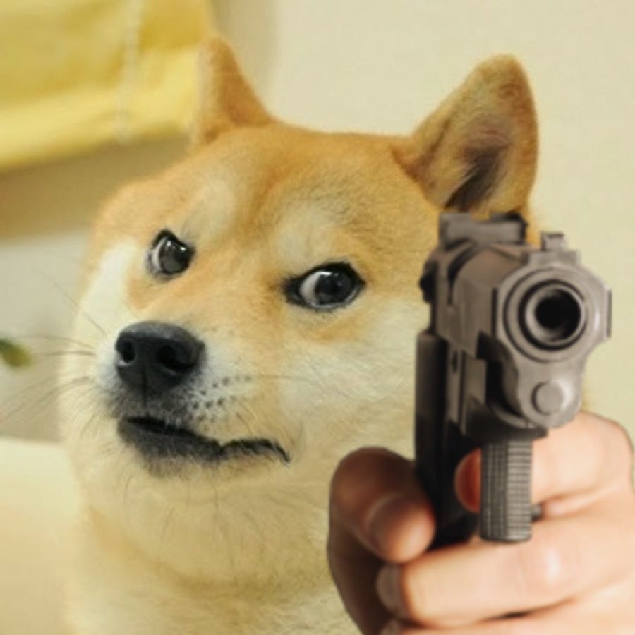 Doge holding a gun  meme template