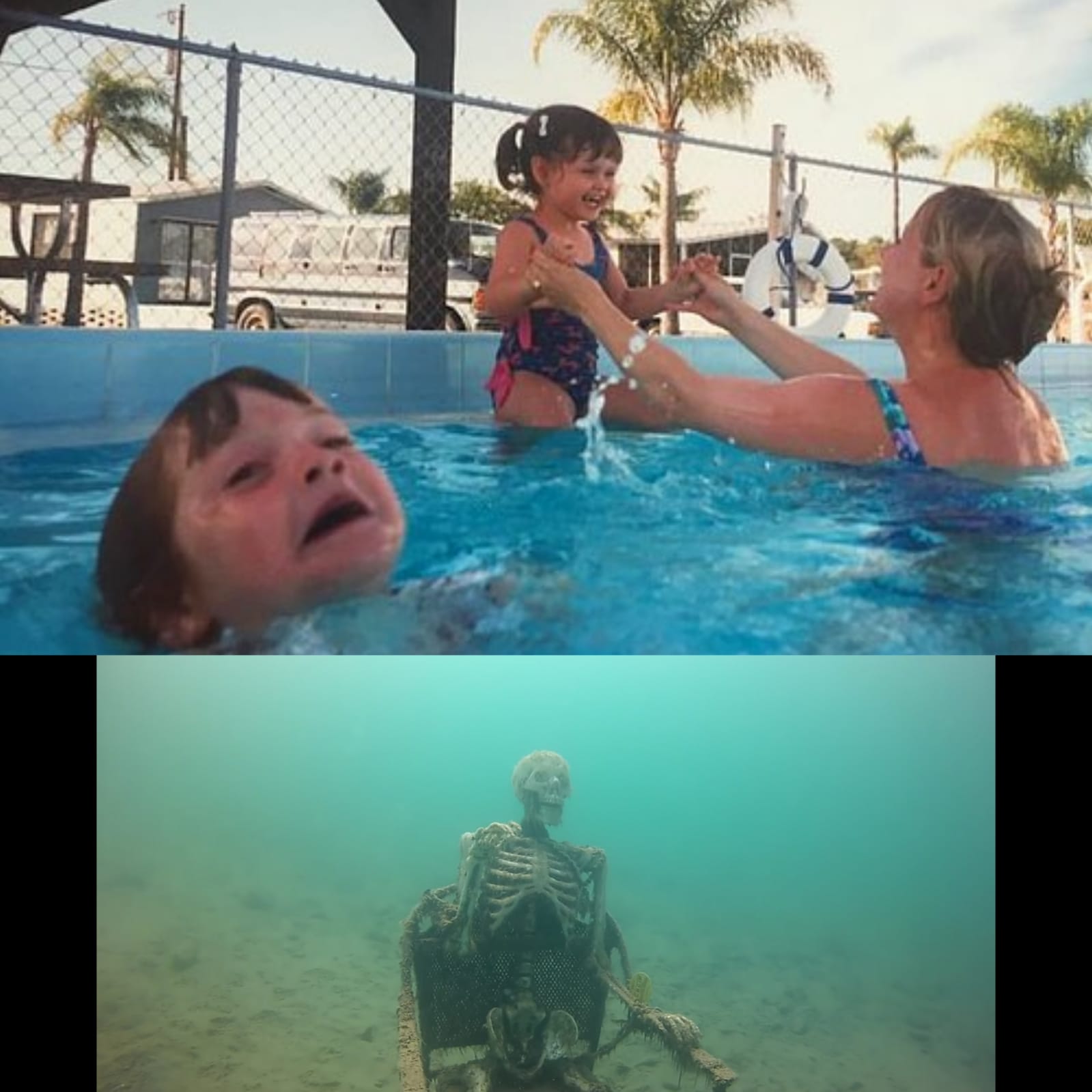 Drowning Kid Skelleton  meme template