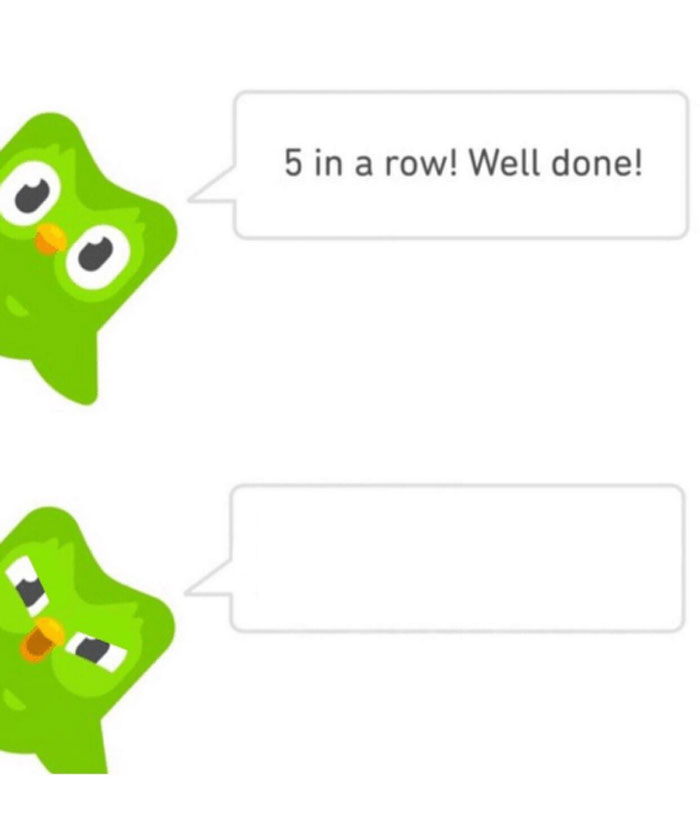 Duolingo 5 in a row  meme template