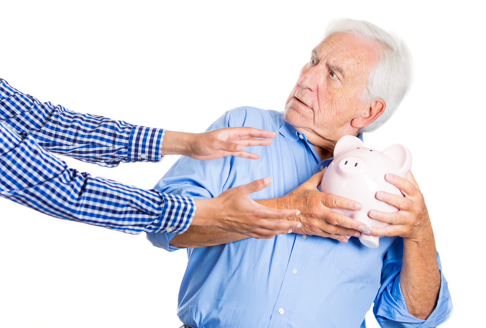 Elder Man Protecting Piggy Bank  meme template