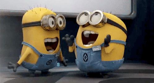 Excited Minions meme template