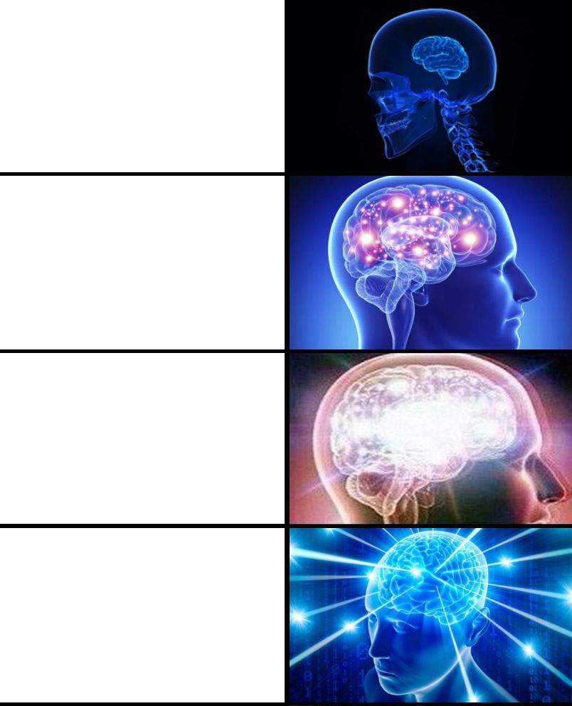 Expanding brain 4 panels  meme template