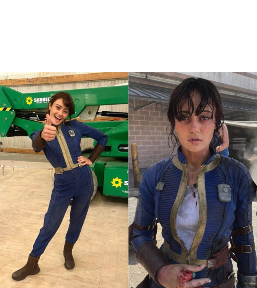 Fallout Lucy Before and After meme template