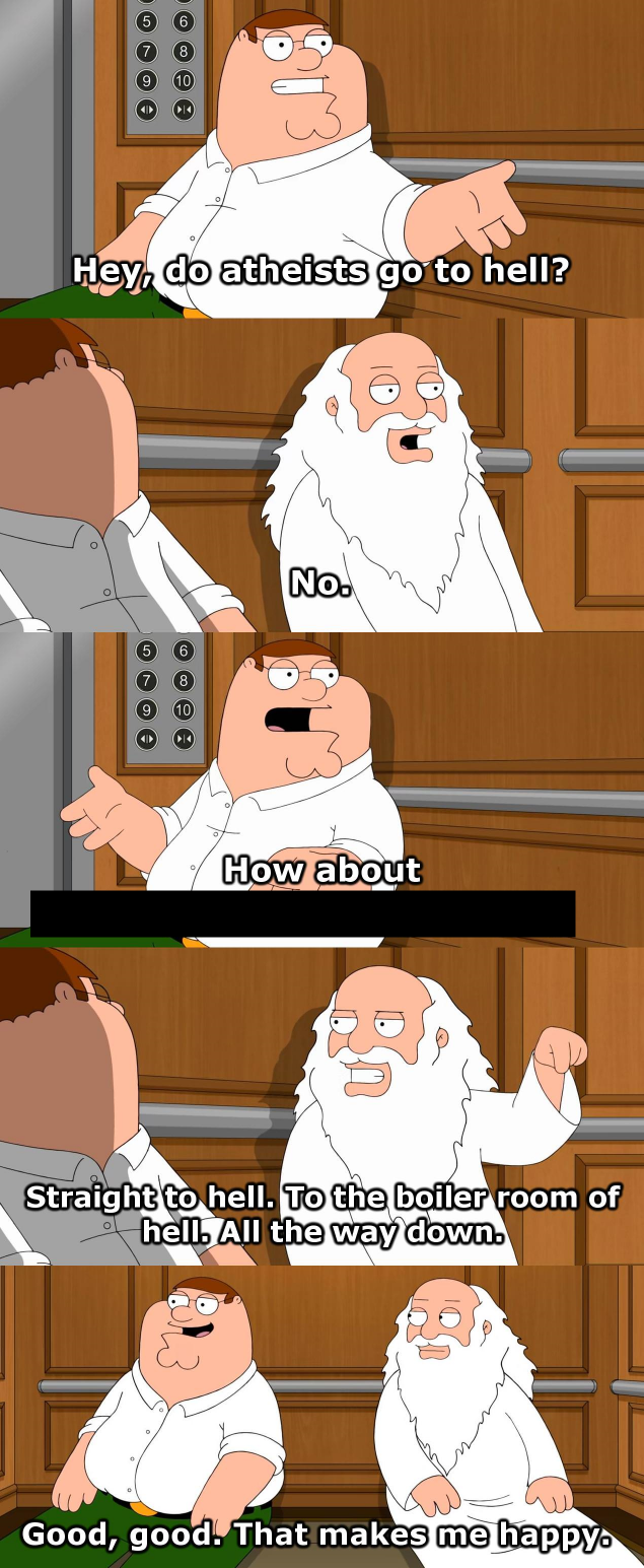 Family Guy God in Elevator  meme template