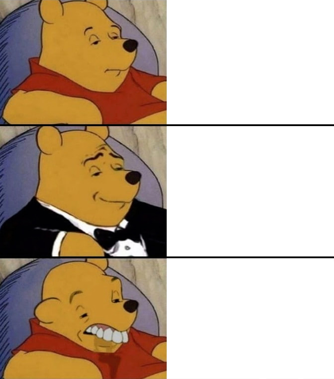Fancy Winnie the Pooh - Smart,Gentlemen and Dumb  meme template