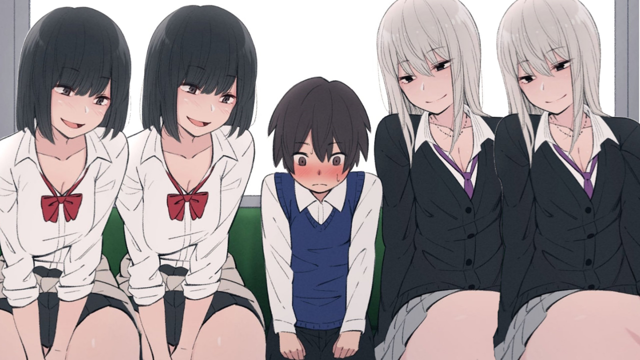 Four Beautiful Girls Seducing One Poor Lucky Little Boy  meme template