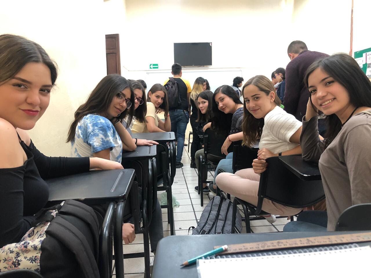 Girls in class looking back  meme template