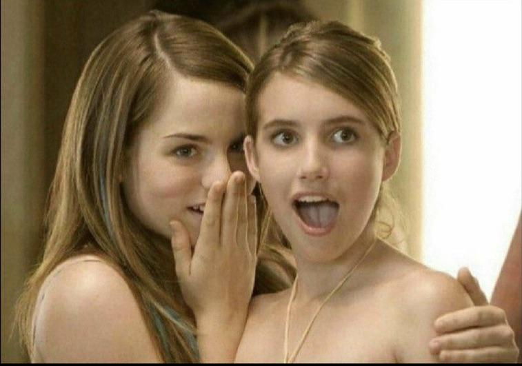 Girls whispering meme template
