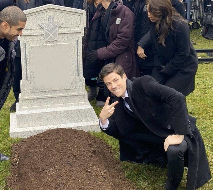 Grant Gustin Gravestone  meme template