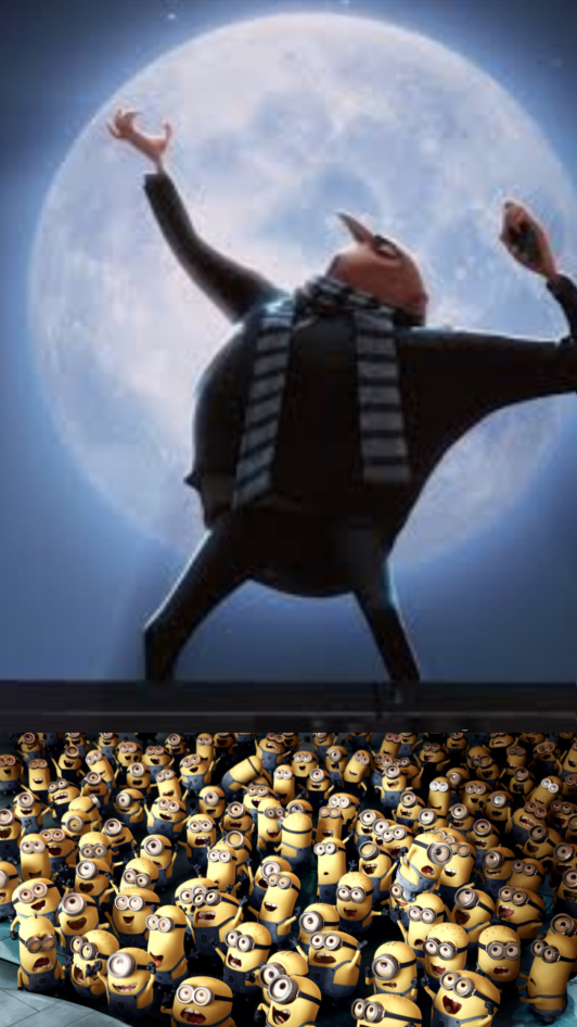 Gru Moon, Minion Cheering  meme template