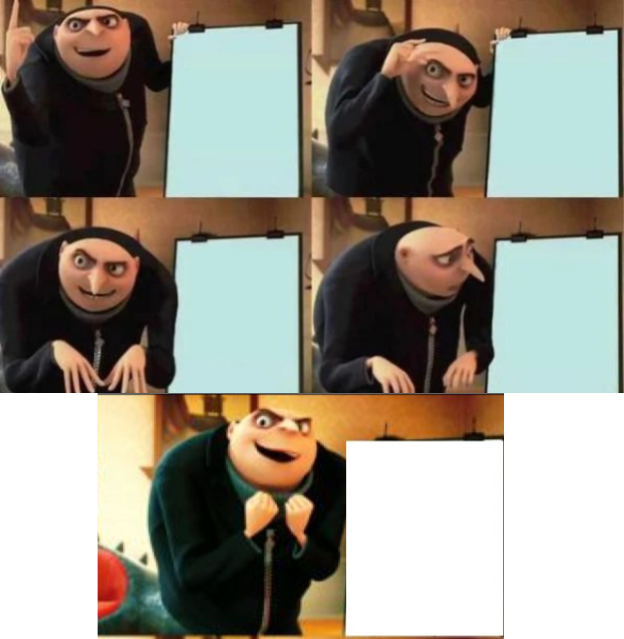 Gru's plan 5 panel  meme template