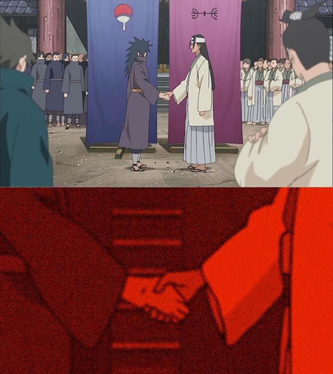 Handshake Between Madara and Hashirama  meme template