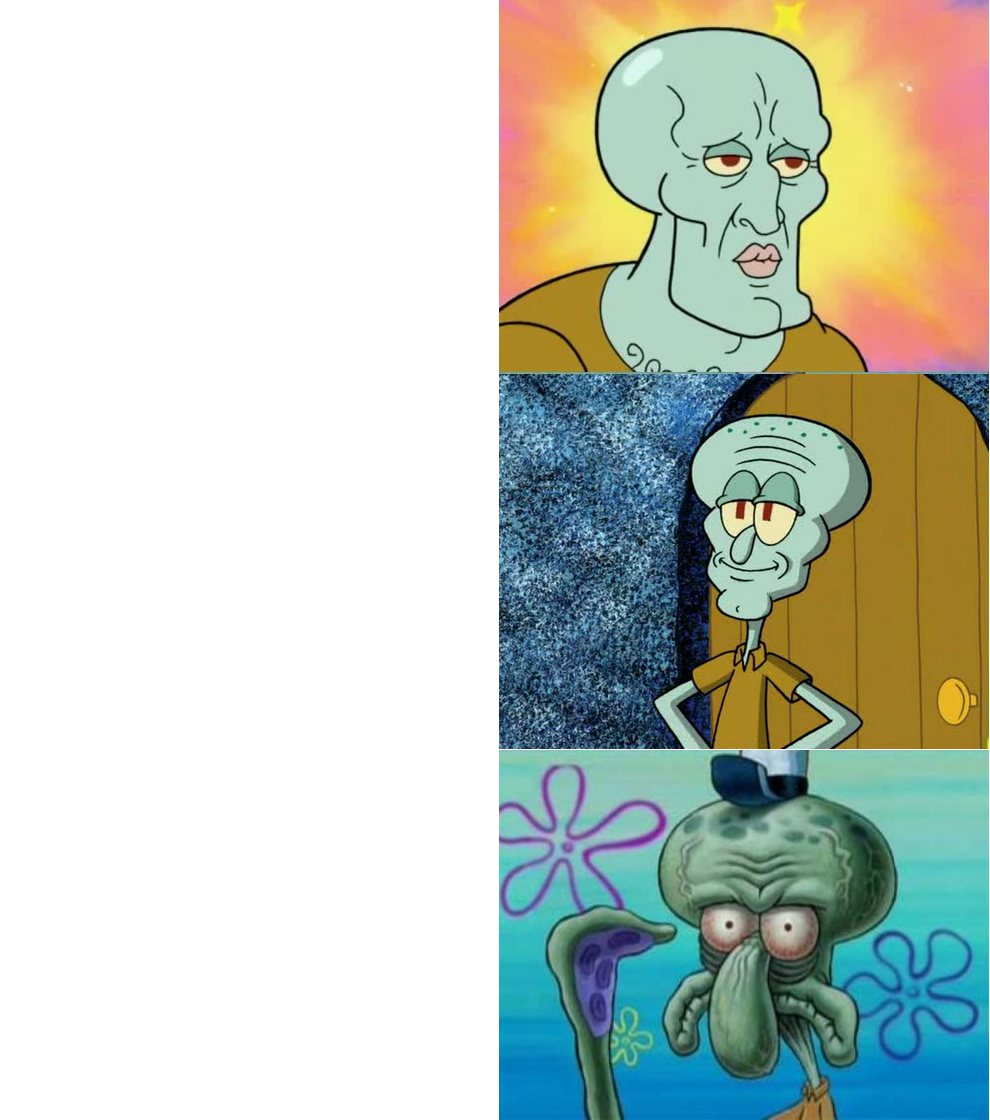 handsome and ugly squidward (extended version)  meme template