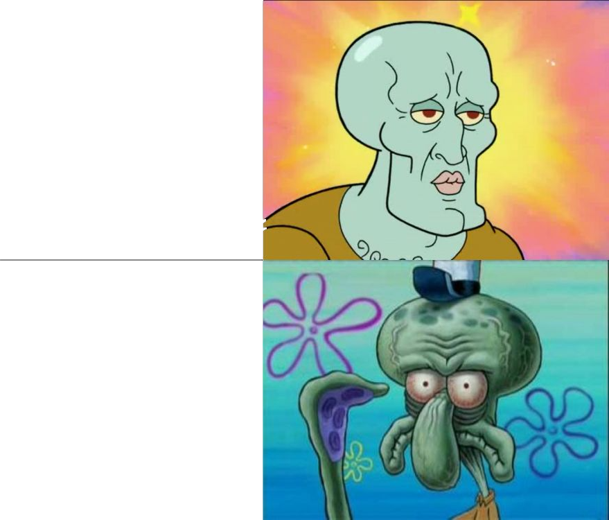 Handsome Squidward vs Ugly Squidward  meme template