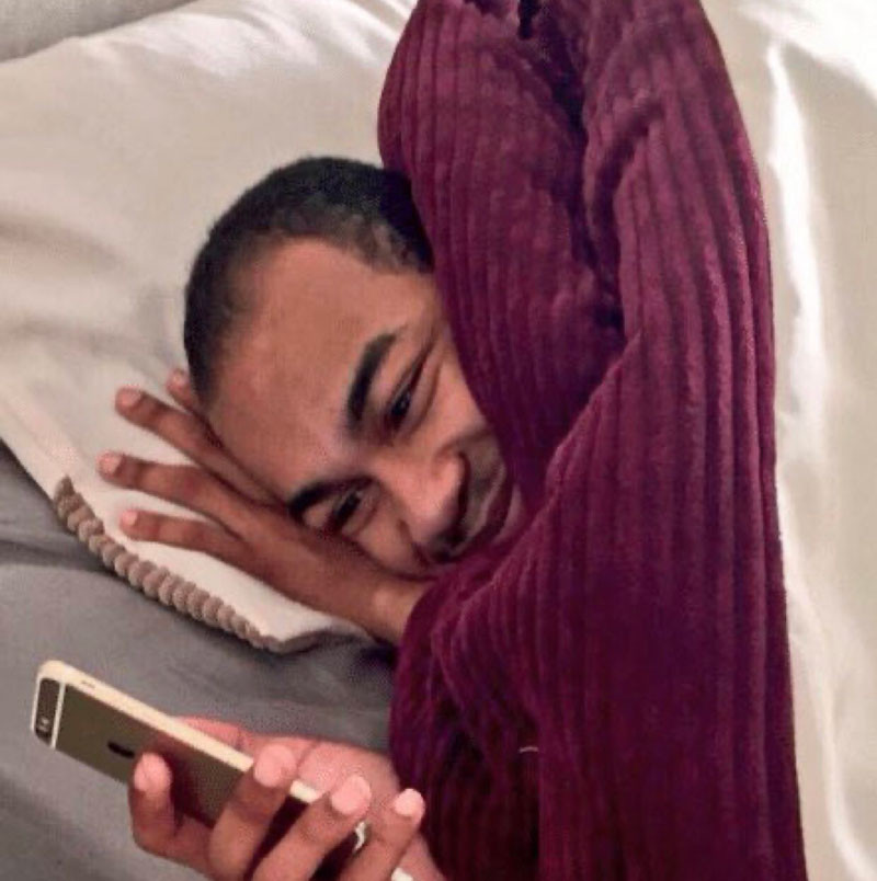 Happy in bed  meme template