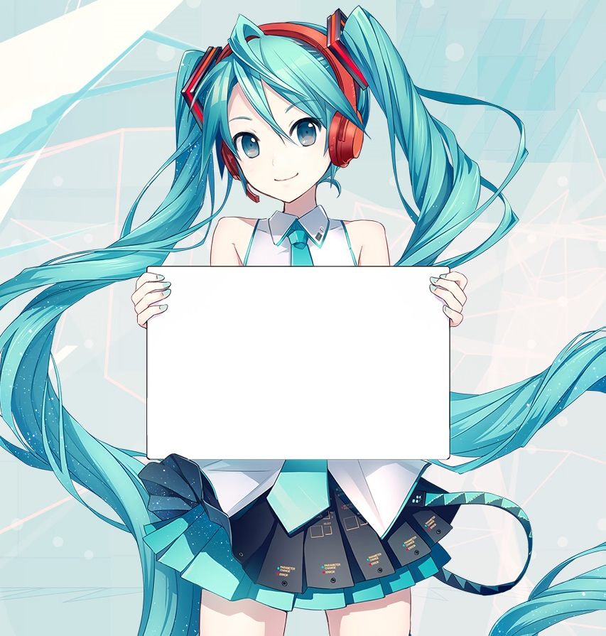 Hatsune Miku holding a sign  meme template