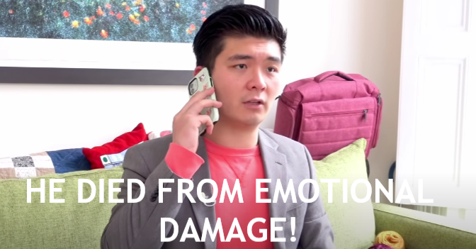 HE DIED FROM EMOTIONAL DAMAGE  meme template