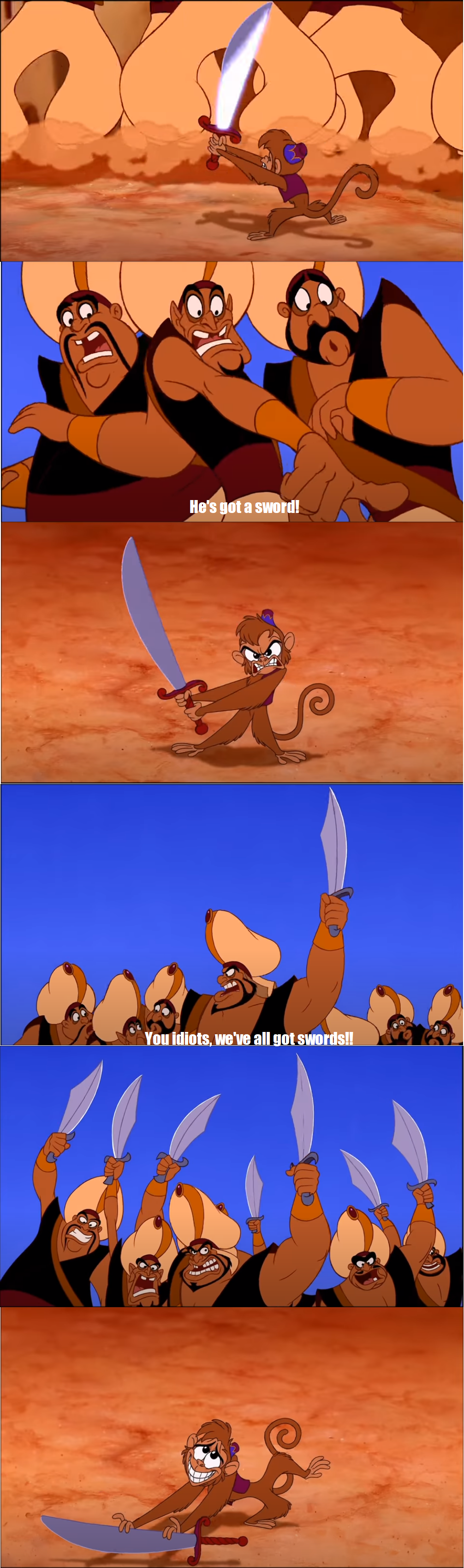 He's got a sword!  meme template