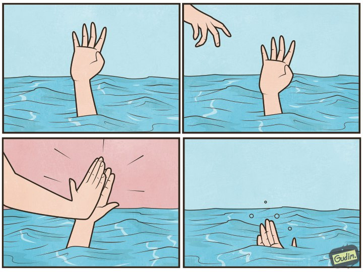 High five drown meme template