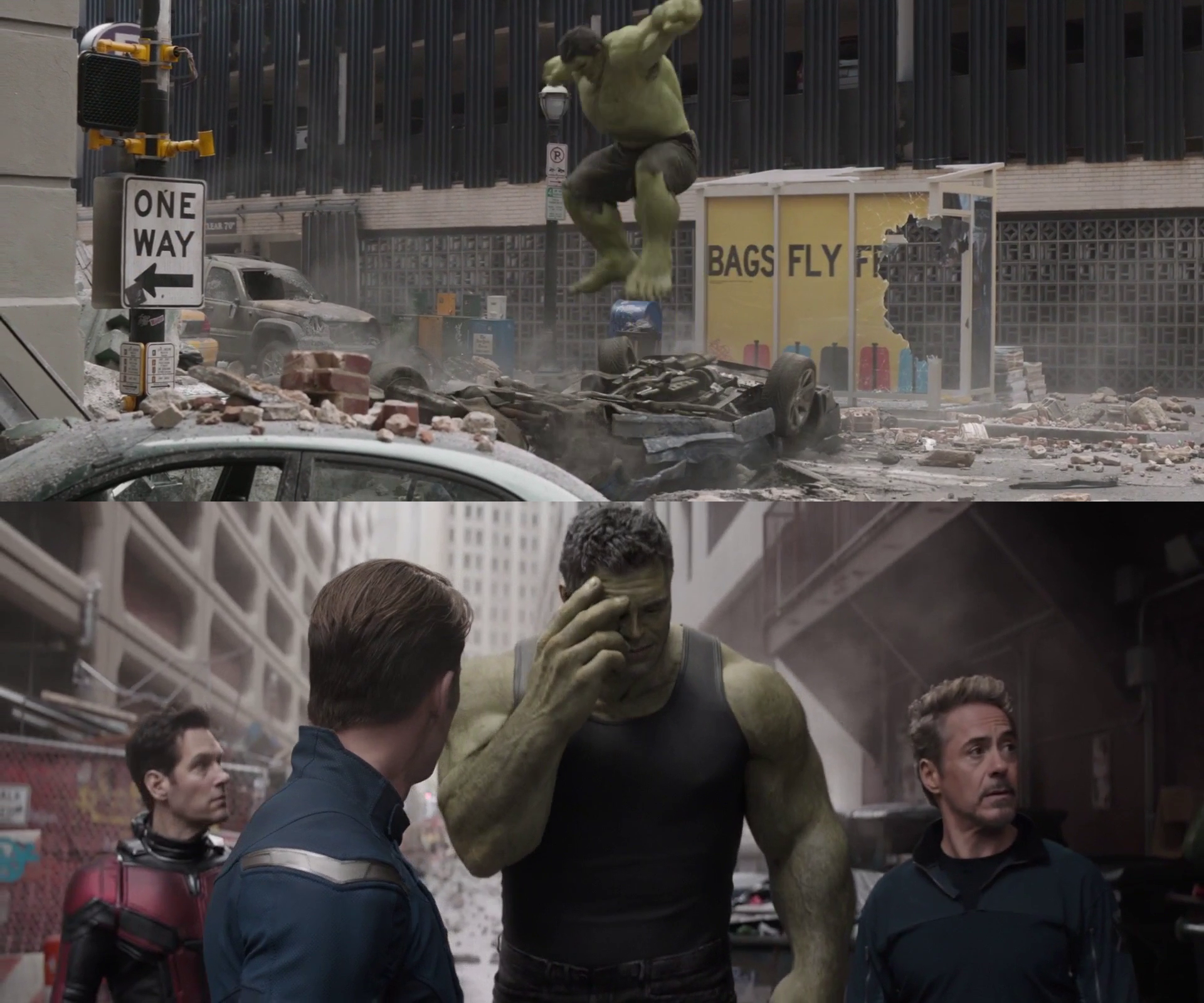 hulk watching young hulk smash a car  meme template