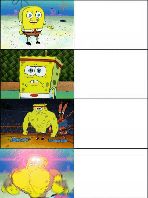 Increasingly buff spongebob  meme template