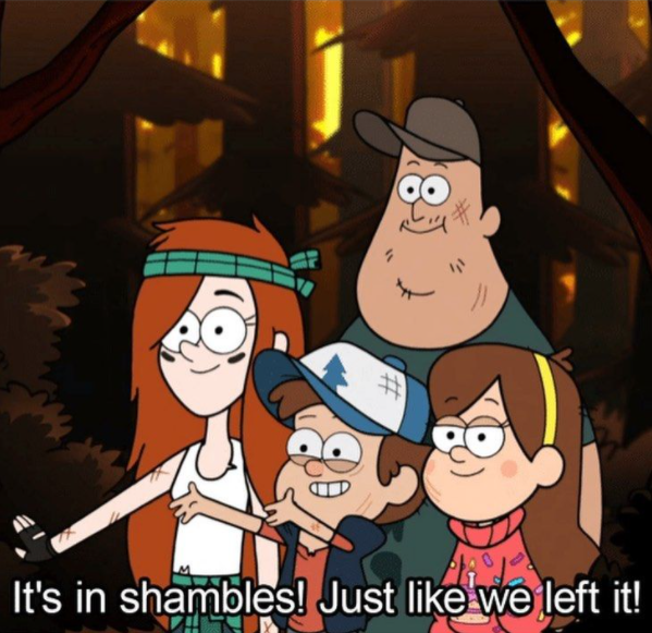 It's in shambles! Just like we left it!  meme template
