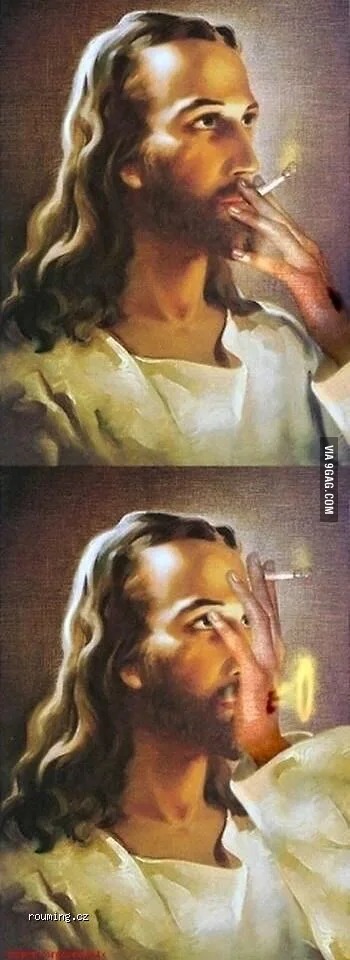 Jesus smoking a cigarette  meme template