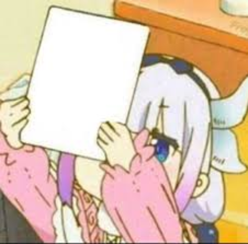 Kanna holding a sign.  meme template