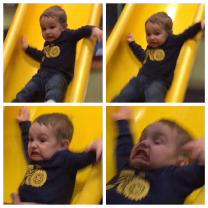 Kid falling down slide  meme template