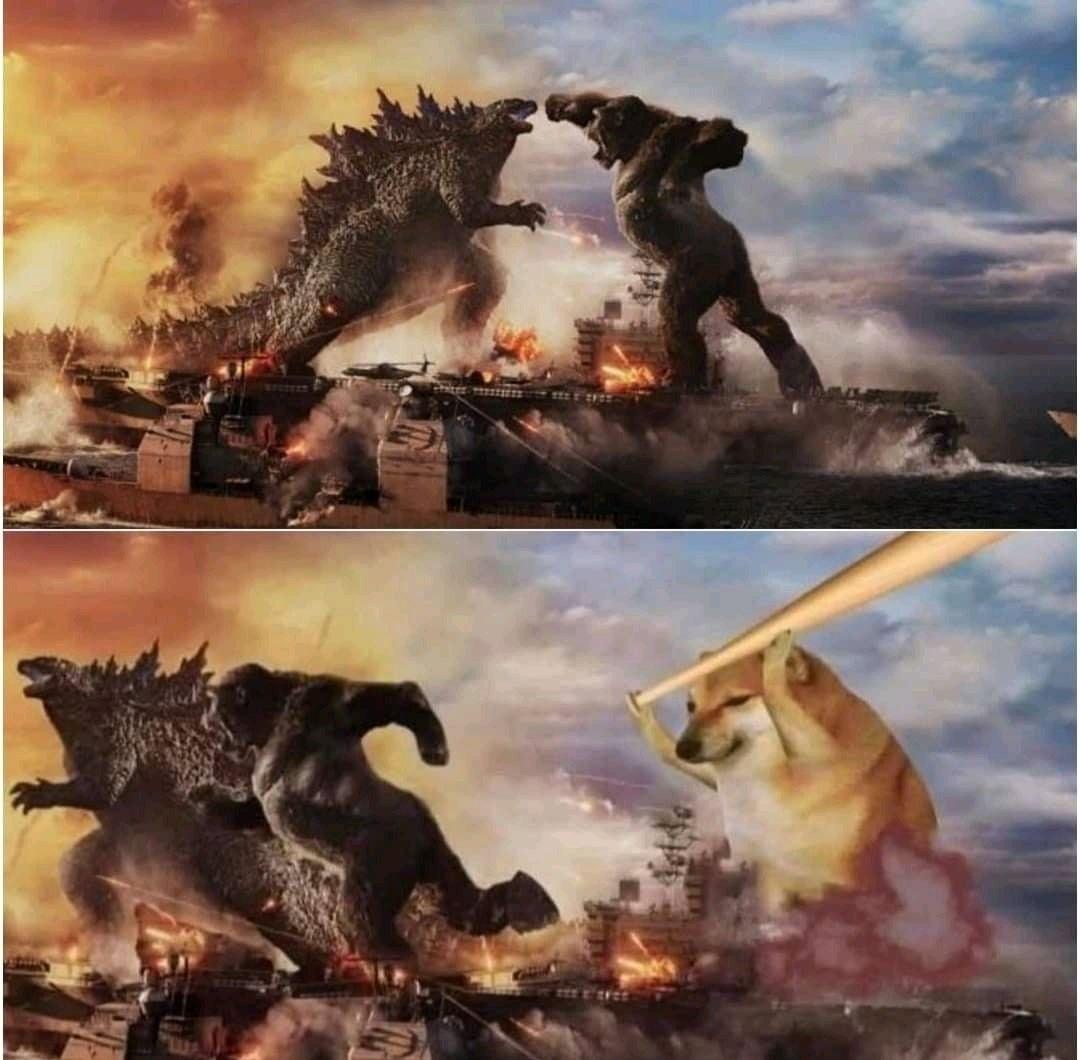 Kong Godzilla Doge meme template