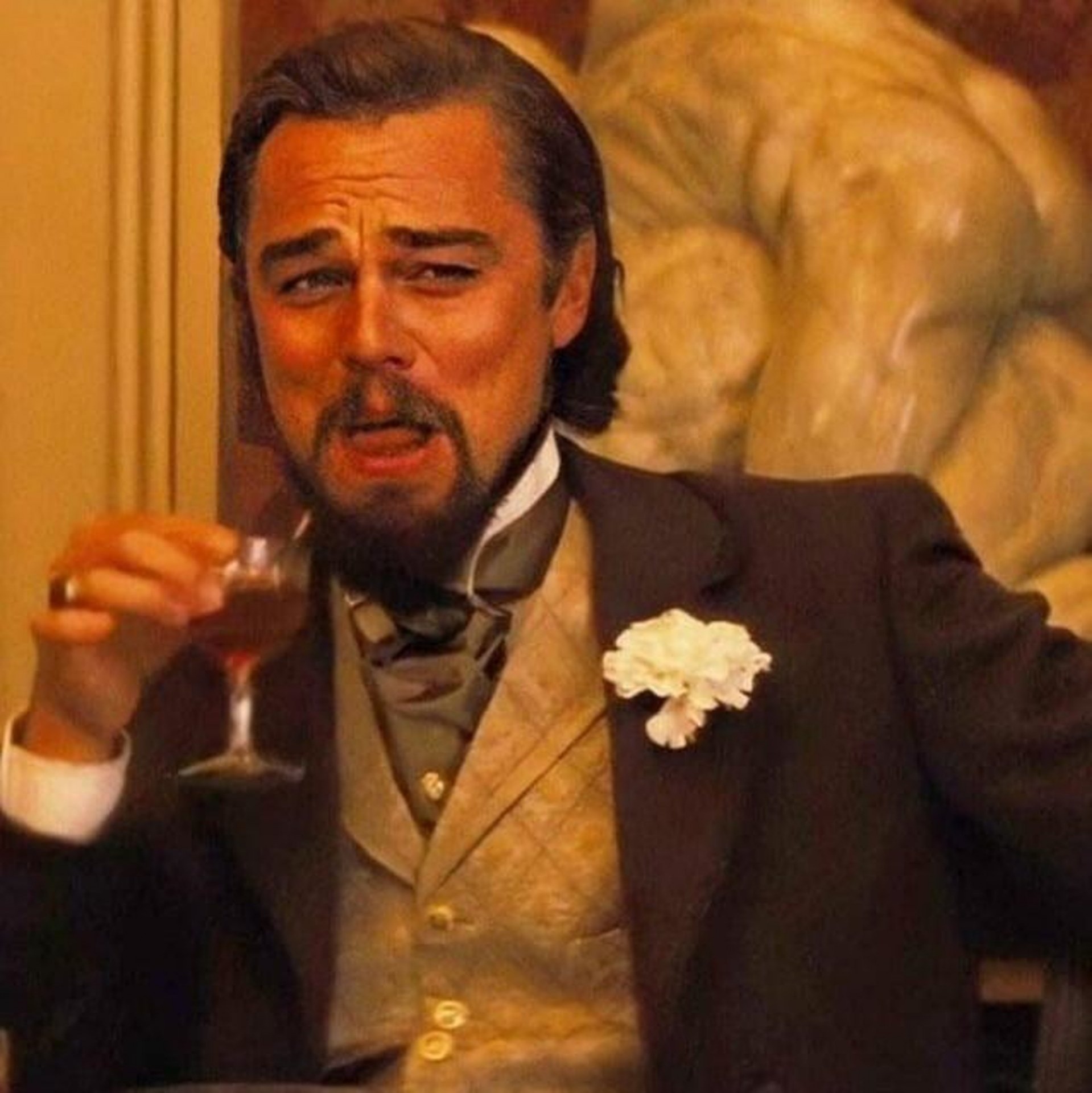 Laughing Leonardo DeCaprio Django  meme template