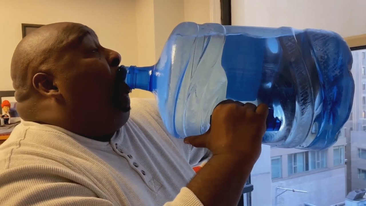 Man chugging water  meme template